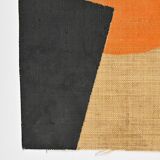 Painting on burlap by Hans Peter, Switzerland circa 1975