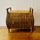 Grand panier à couture vintage en osier - tabouret en tissu matelassé - 1950