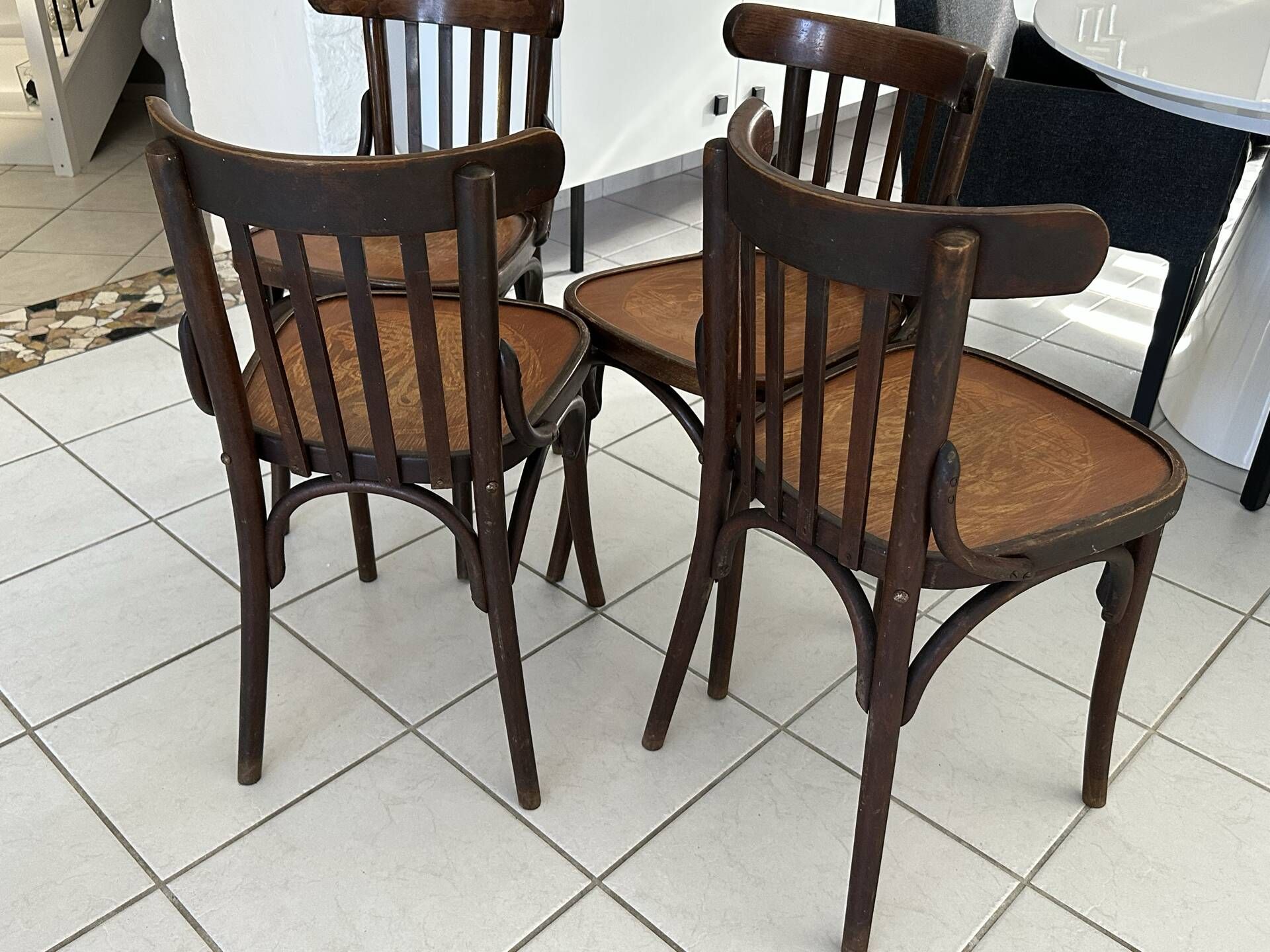 Set of 4 vintage bistro chairs from the 1960s.
