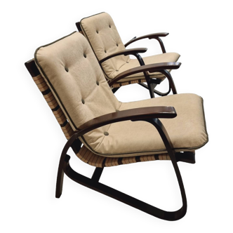 Pair of Iconic Art Deco lounge chairs by Jan Vanek, 1930s Czechoslovakia