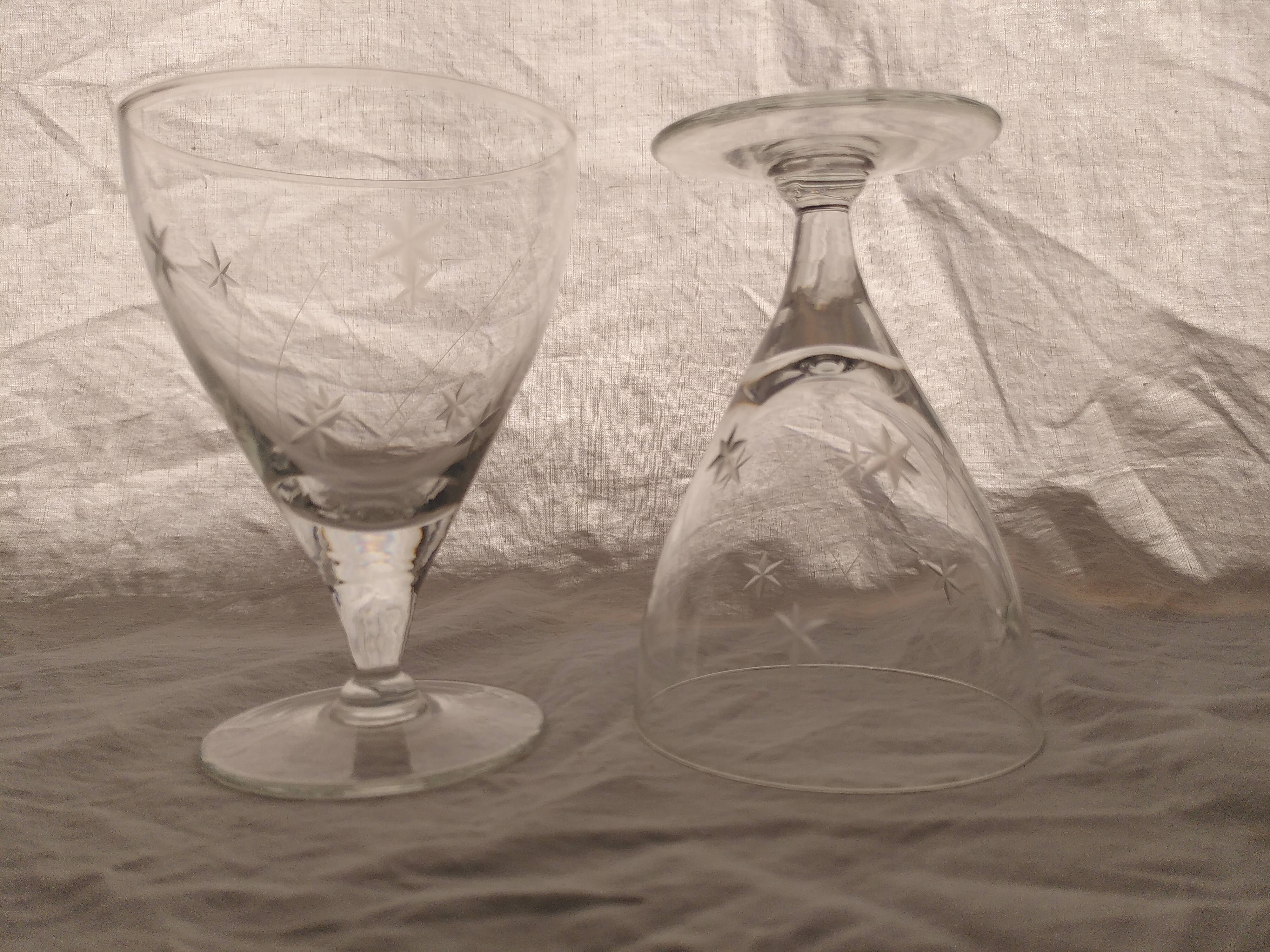 9 foot glasses with star engraving
