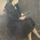 Old painting, portrait of a seated woman