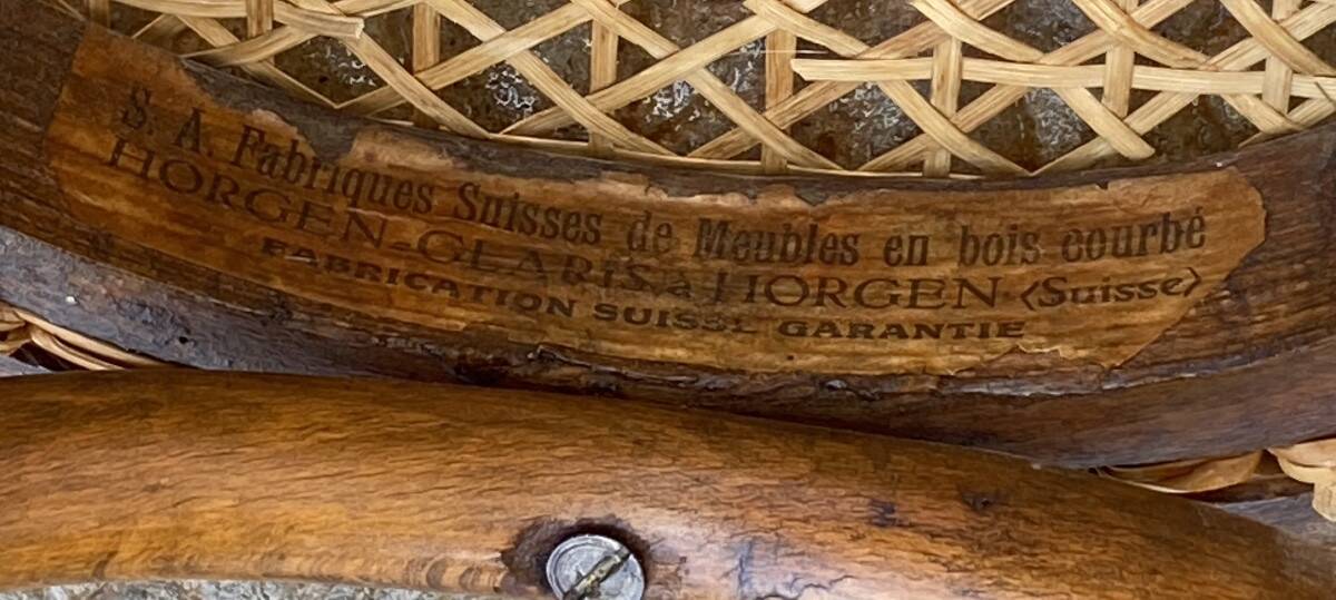 Chaise bistrot en bois courbé et cannage Horgen Glaris, Suisse vers 1900