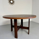 Vintage marquetry wooden table designed by Dieter Waeckerlin for Idealheim an70.