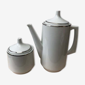 Cafetière et sucrier en porcelaine