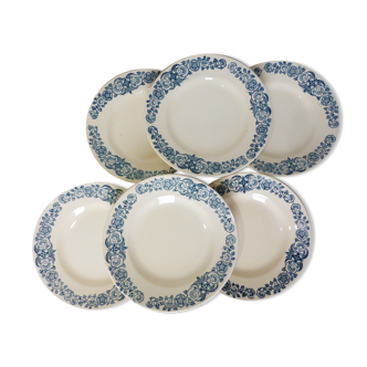 6 vintage Longchamp ironstone dessert plates, Alesia model 211226