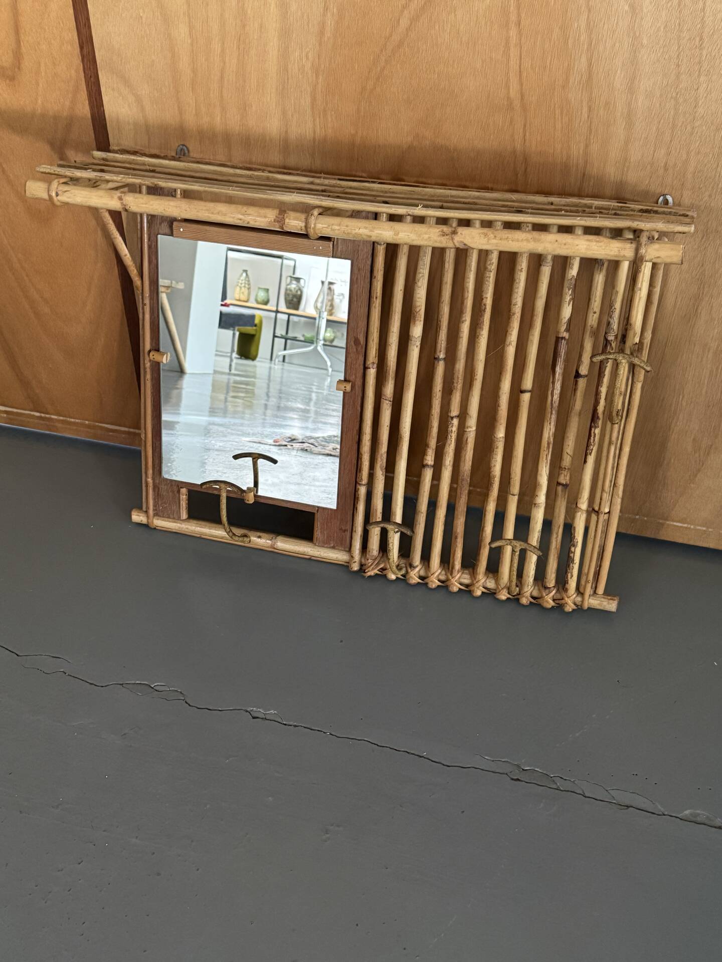 Wall-mounted bamboo coat rack