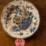 Set of 9 plates (hollow and flat) GIEN - Rooster and peonies - Late nineteenth / early twentieth century
