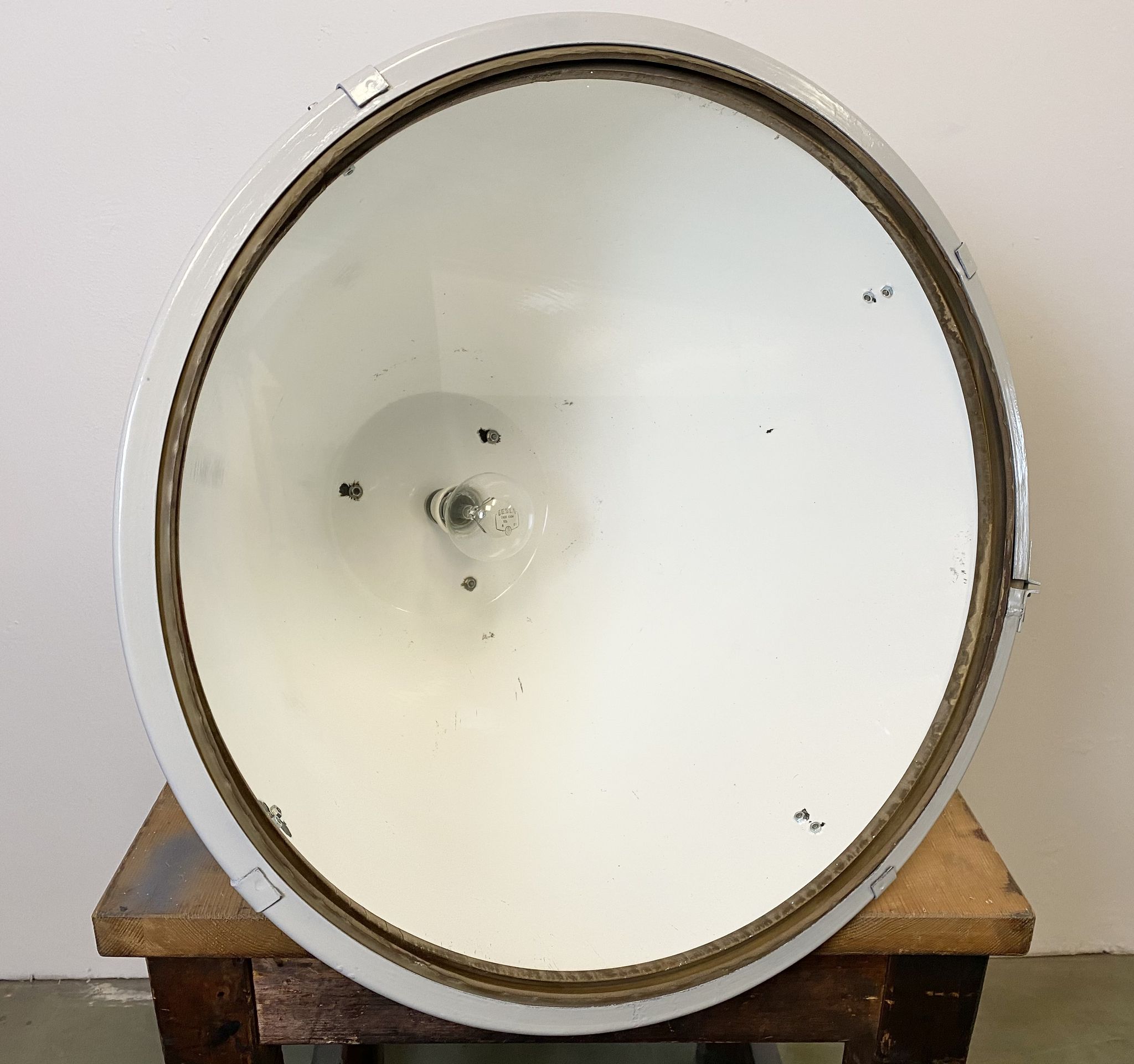 Black industrial factory lamp with clear glass cover from elektrosvit