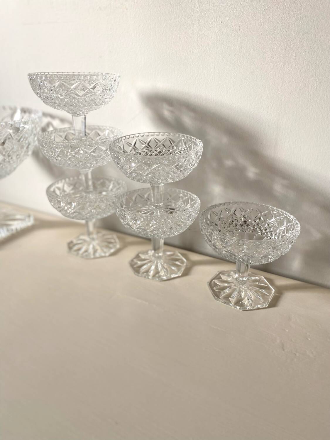 Antique chiseled crystal cups