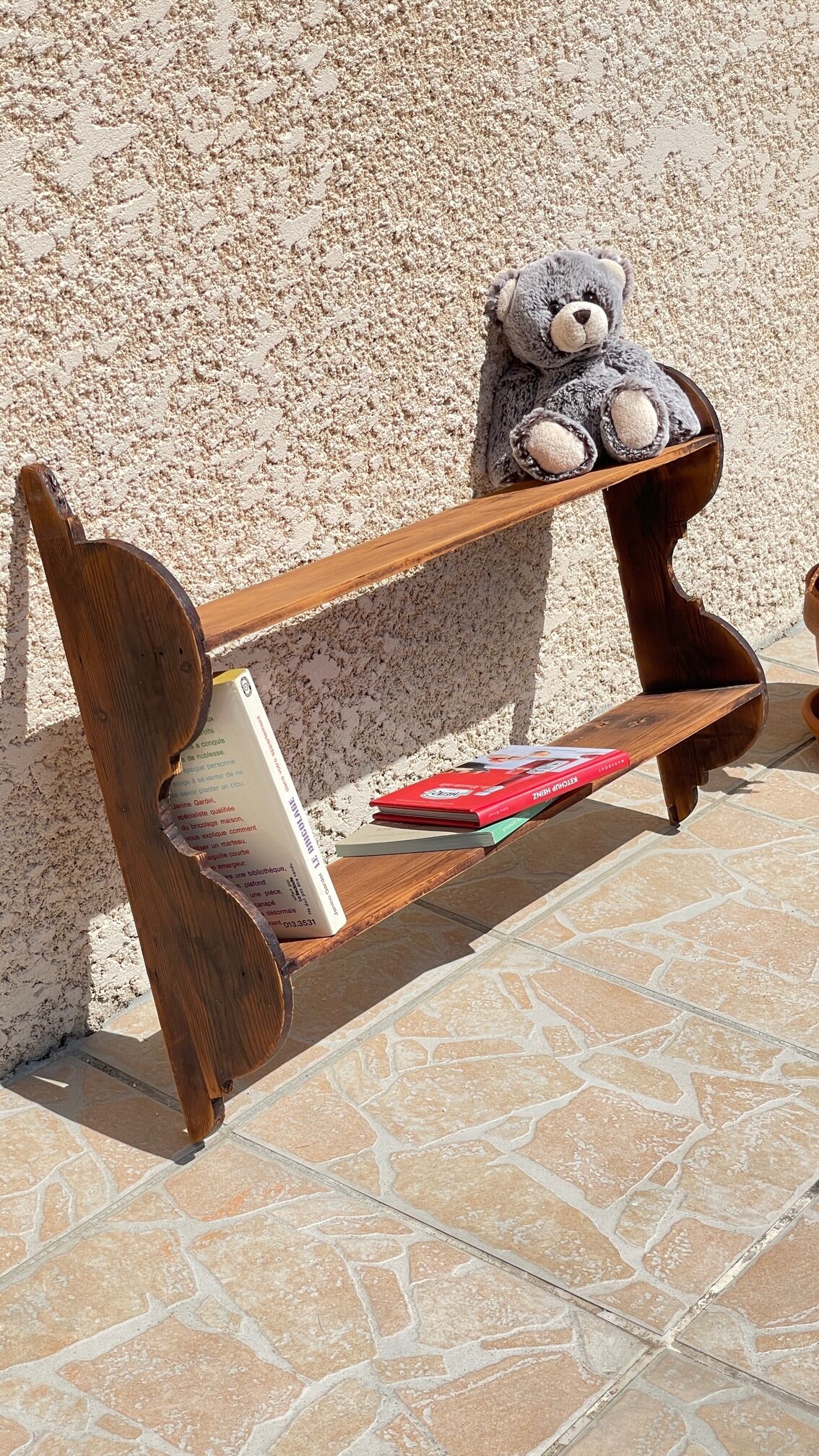 Old wall shelf in wood