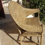 Colonial armchair in rattan and bamboo