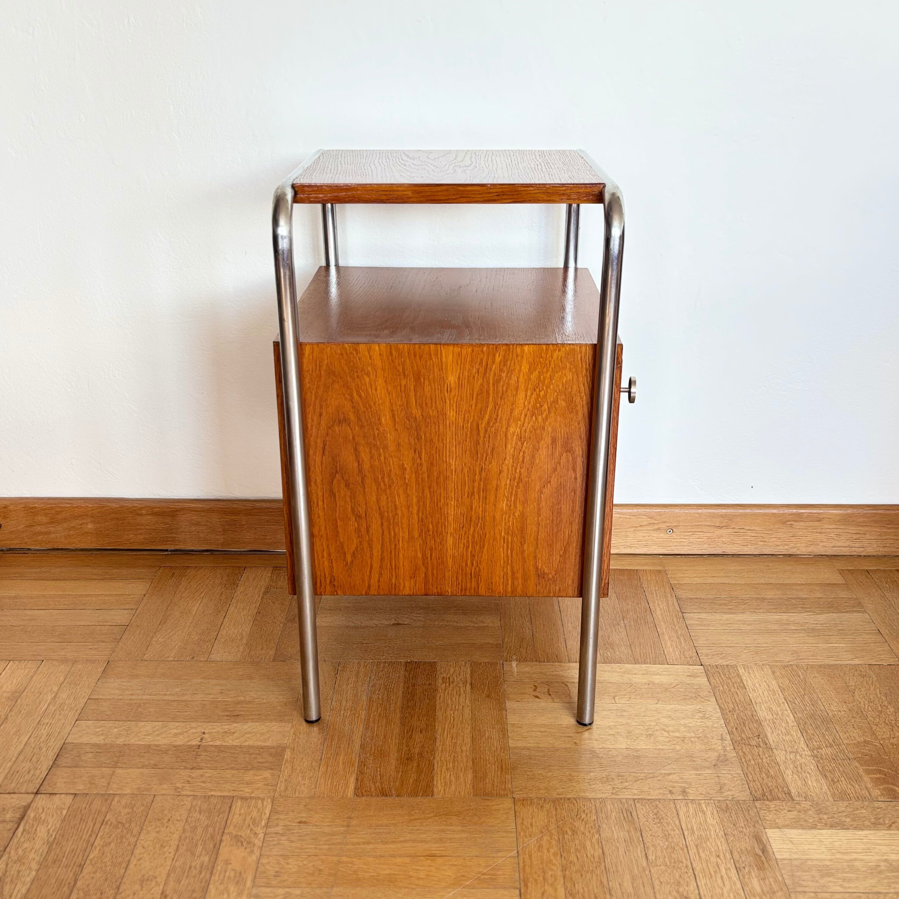 Functionalist bedside table, Kovona, Czechoslovakia