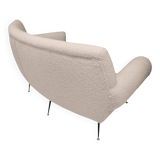 Mid-Century Gigi Radice for Minotti White Boucle Curved Six Legs Sofa