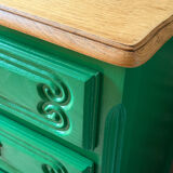 Vintage green oak chest of drawers from the 1960s.