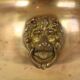 Antique Brass Jardinière Plant Pot with Lion Heads, Early 20th Century