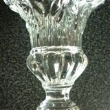 Pair of pressed, molded crystal candlesticks, signed Val Saint Lambert, art deco