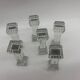 6 Portieux Art Deco knife rests in transparent moulded glass, French glassware from the 1930s.
