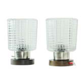 Set of 2 table lamps in glass and wood, Czechoslovakia 1960s