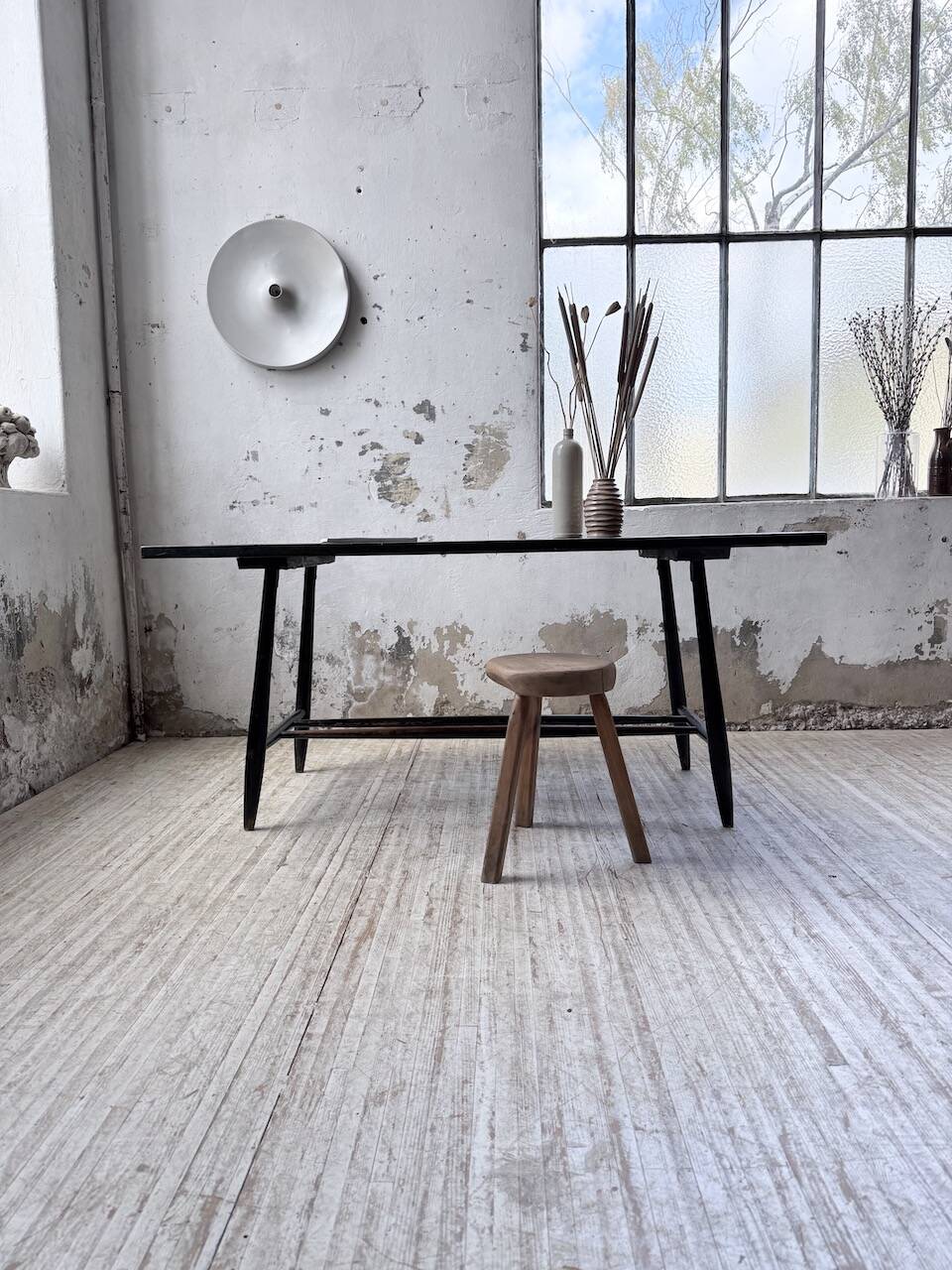 Tapiovaara dining table, black patina, 1950s.