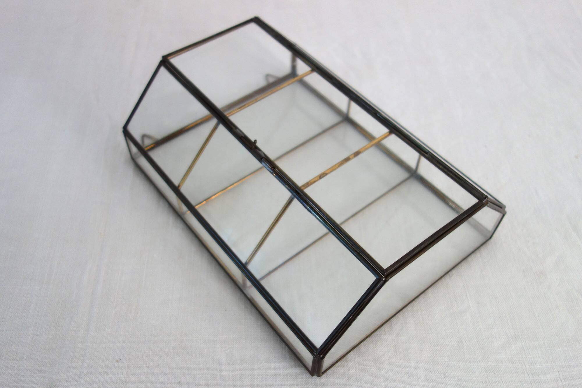 Vitrine Murale Vintage Verre Et Laiton