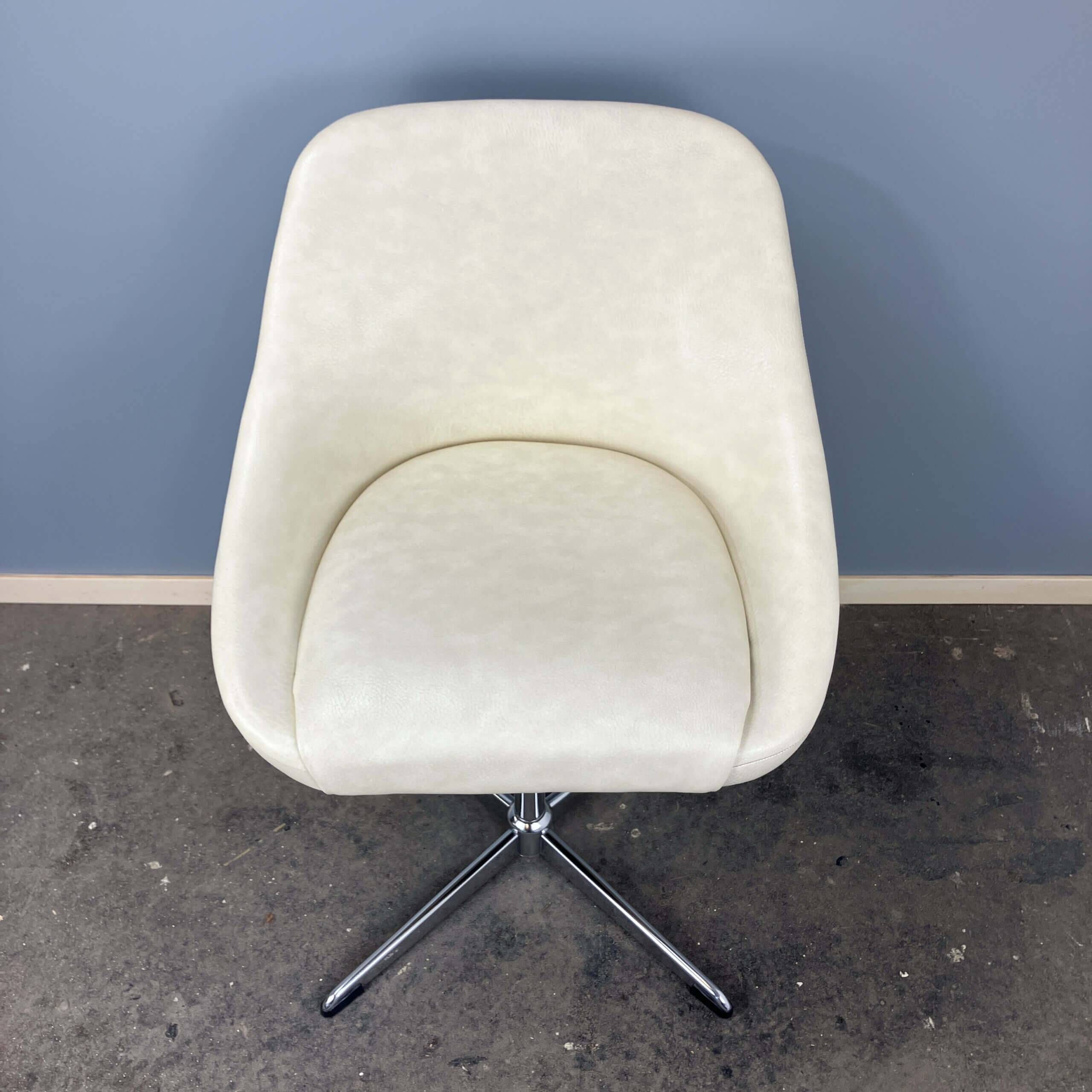 Swivel cocktail chair, chrome and faux leather,vintage from the 70s