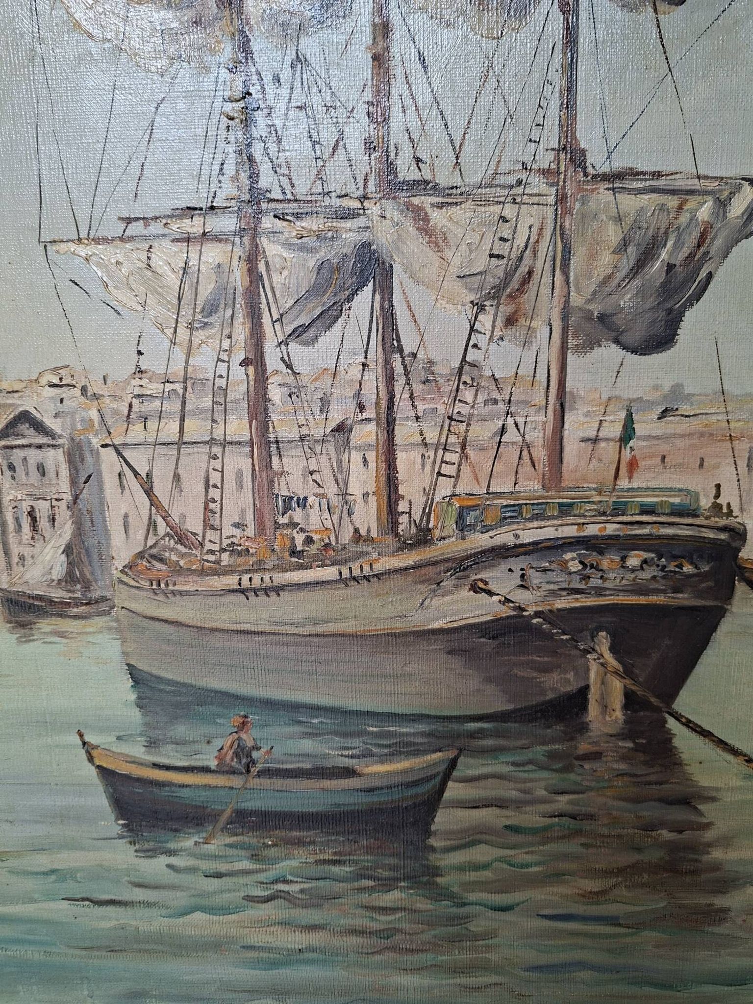 Peinture marine xixe sur toile signée J Alberti