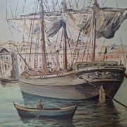 Peinture marine xixe sur toile signée J Alberti