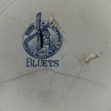 6 anciennes assiettes creuses dépareillées en Terre de Fer vertes et bleues