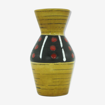 Ceramic vase enamelled in black and red brown, Scheurich West Germany 60