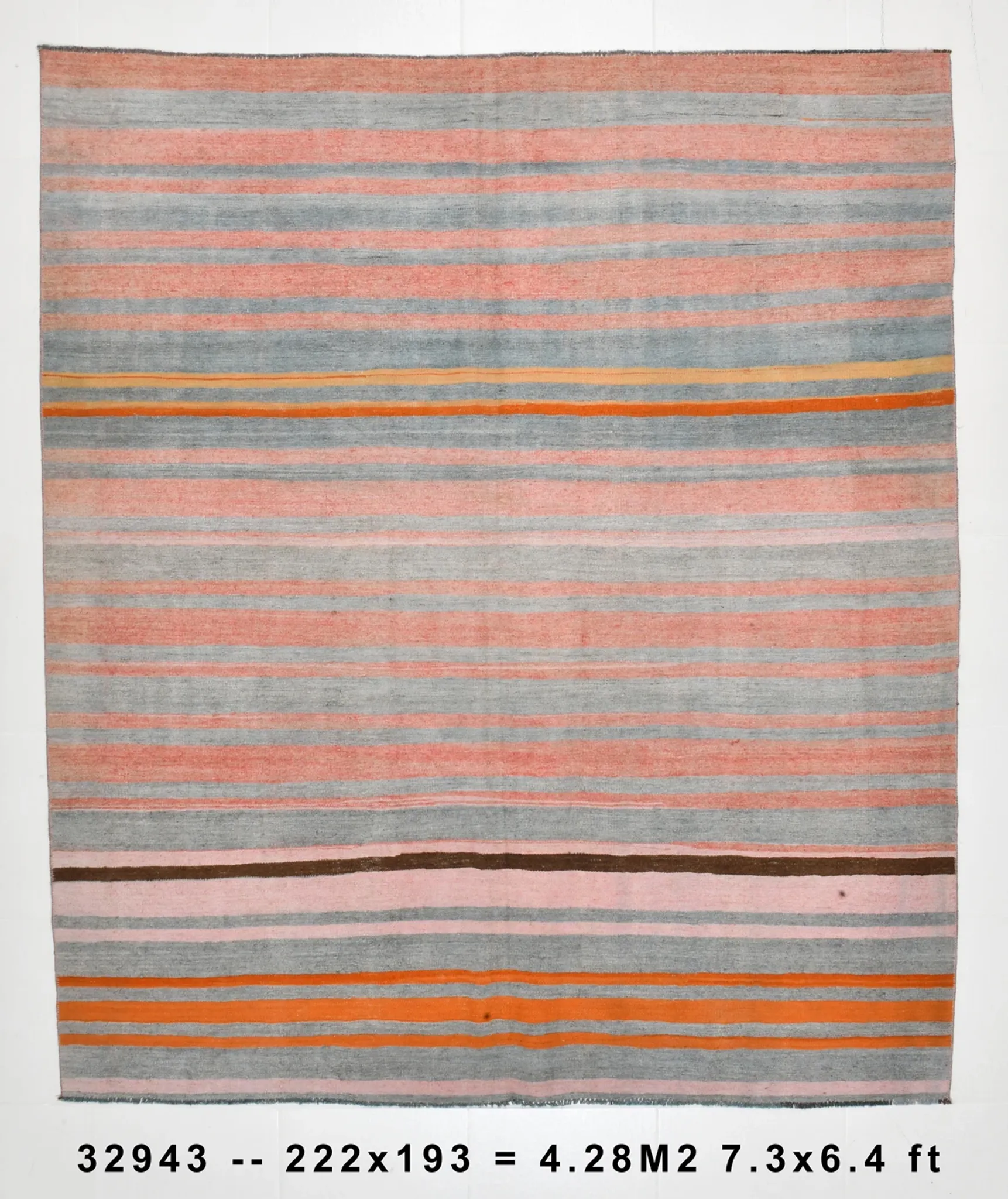 Dusty Pink Vintage Kilim Rug, Turkish Striped Bohemian Bedroom Decor 6x7