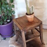 Curved wood farm stool