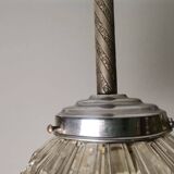 Portuguese Mid Century clear crystal acrylic tall hanging lamp for high ceilings, 1960s