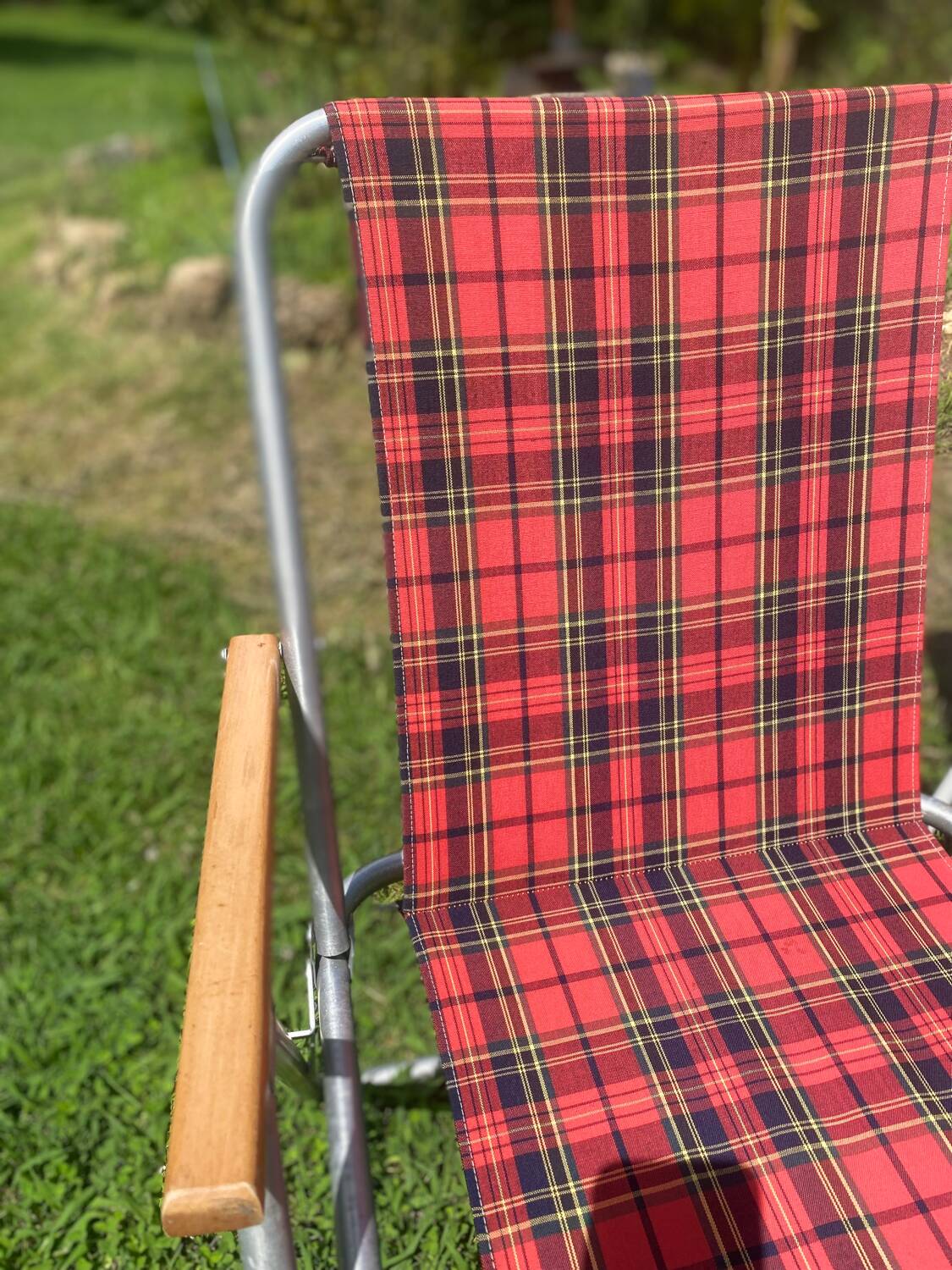 Checkered camping chair