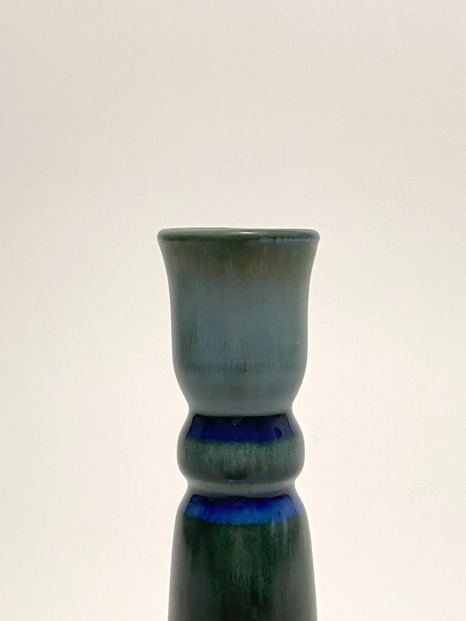Blue ceramic candlestick