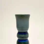 Blue ceramic candlestick