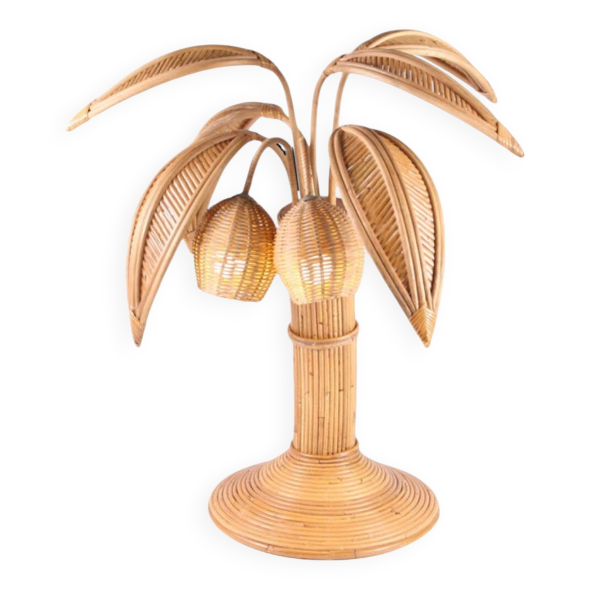 "Coconut tree" lamp in rattan
