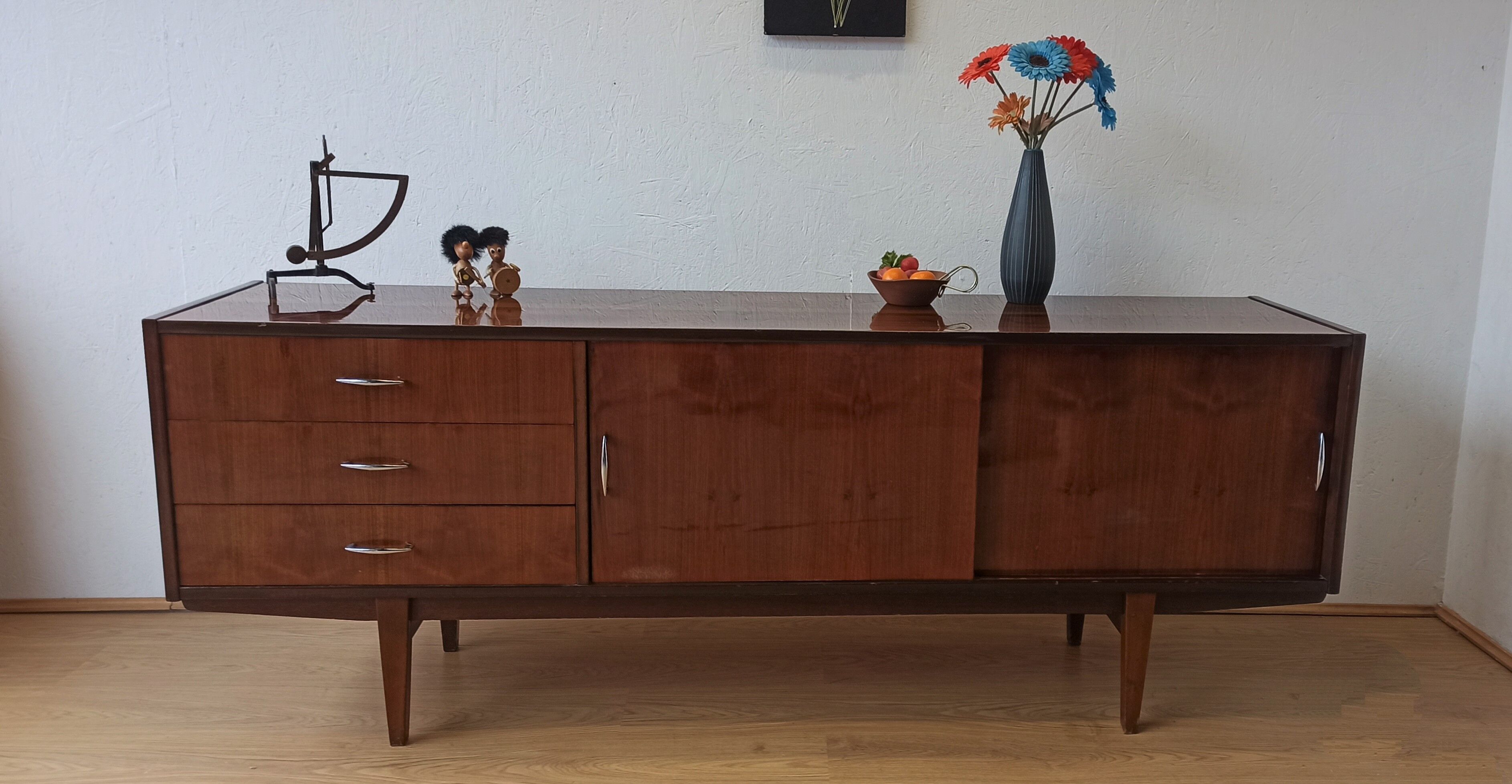 Modernist long sideboard of the 1970s