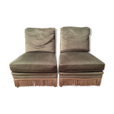 Pairs of armchairs with fringes