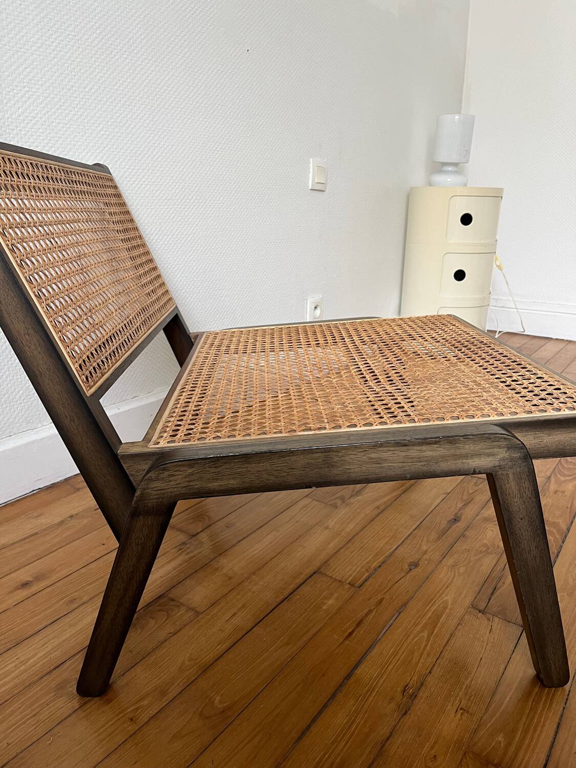 Vintage wooden and cane armchair