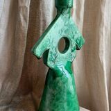 Berber candle holder in green glazed terracotta