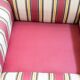 American sofa and armchair in original striped fabric from the 1970s