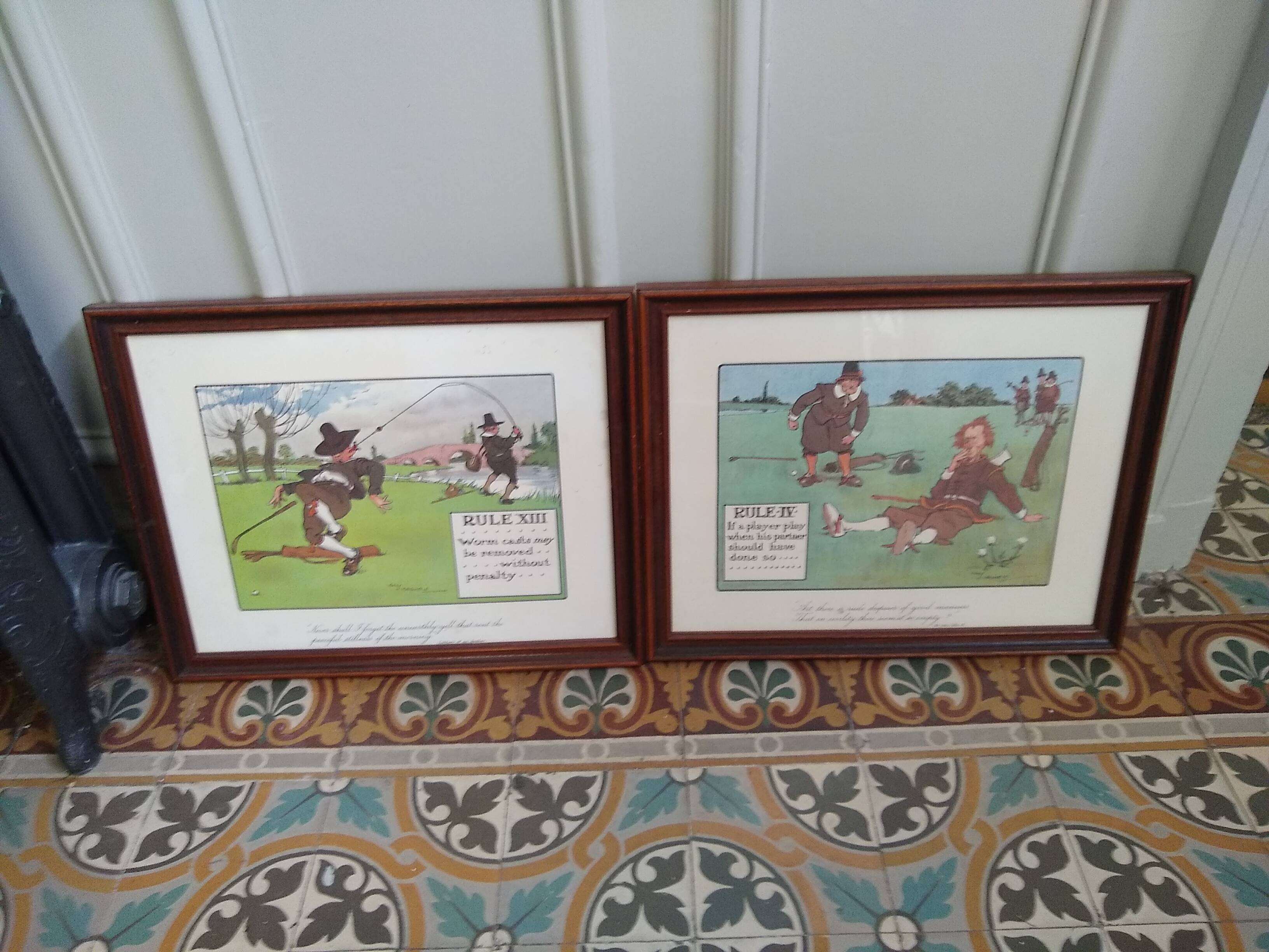 Lot de deux gravures : les règles du golf d'après ch.Crombie