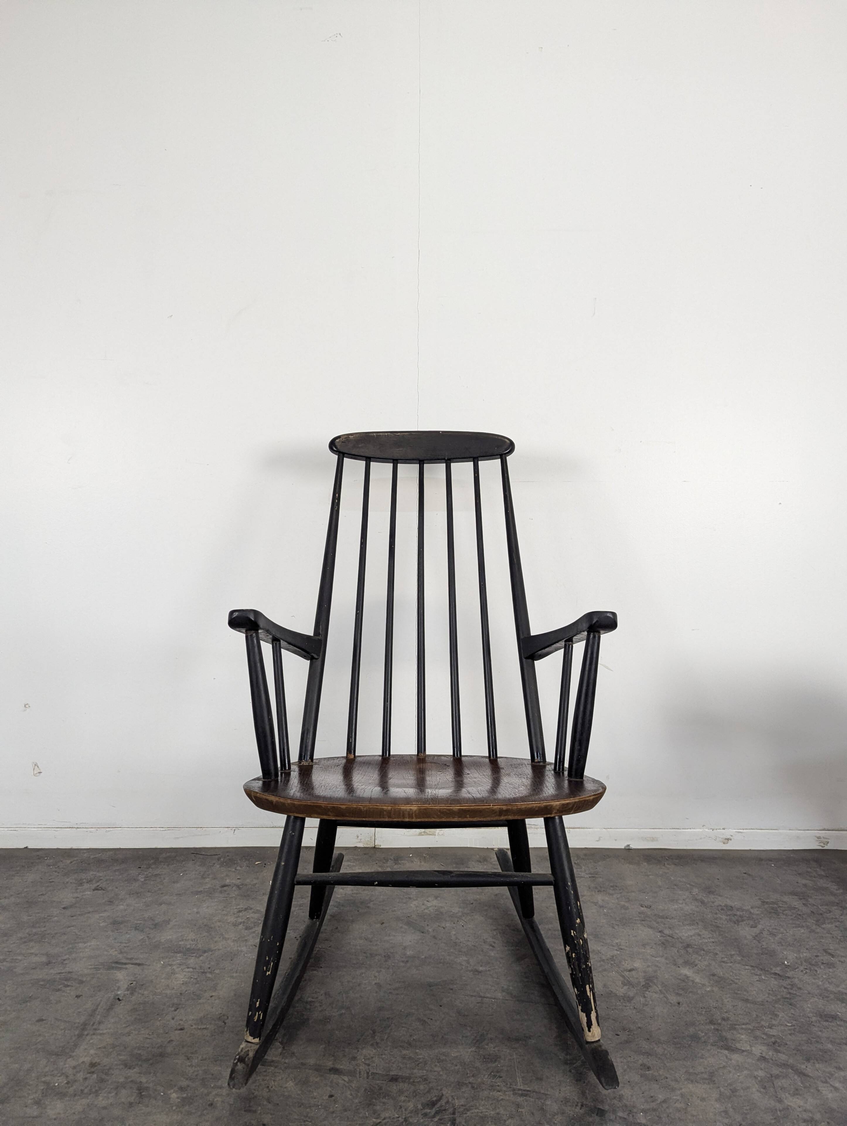 Teak Rocking Chair by Ilmari Tapiovara for Asko