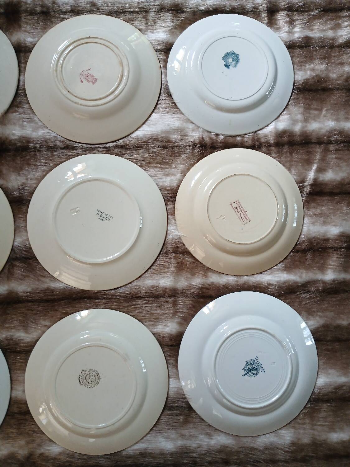 12 antique flat plates in ironstone