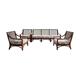 Vintage salon Maison Maugrion in rattan with leather and feather finishes.