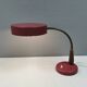 Table lamp in aubergine coloured metal, brass bend and teak wood 1960-70s