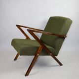 Vintage olive green boucle armchair, 1970s