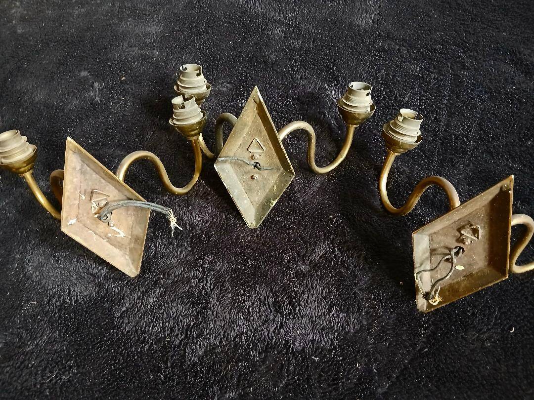 3 Art Deco cloisonné enamel wall lights