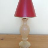 Old beige marbled stone lamp base - alabaster lamp